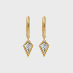 Frame Bezel Kite Dangle Huggie Earrings, lab-grown diamonds, 14K yellow gold, video