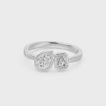 Frame Bezel Pear Emerald Two Stone Ring, lab-grown diamonds, 14K white gold, video