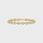 Frame Bezel Bar Oval Diamond Link Bracelet, lab-grown diamonds, 14K yellow gold, video