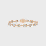 Frame Bezel Bar Pear & Emerald Cut Diamond Link Bracelet, lab-grown diamonds, 14K rose gold, video