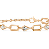 Prism Kite Cut Five Stone Bracelet, lab-grown diamonds, 14K rose gold, detail view