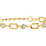 Prism Kite Cut Five Stone Bracelet, lab-grown diamonds, 14K yellow gold, detail view