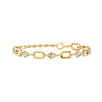 Prism Kite Cut Five Stone Bracelet, lab-grown diamonds, 14K yellow gold, front view