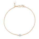 Prong-set Pear Solitaire Diamond Bracelet, natural diamonds, 14K rose gold