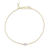 Prong-set Pear Solitaire Diamond Bracelet, natural diamonds, 14K yellow gold