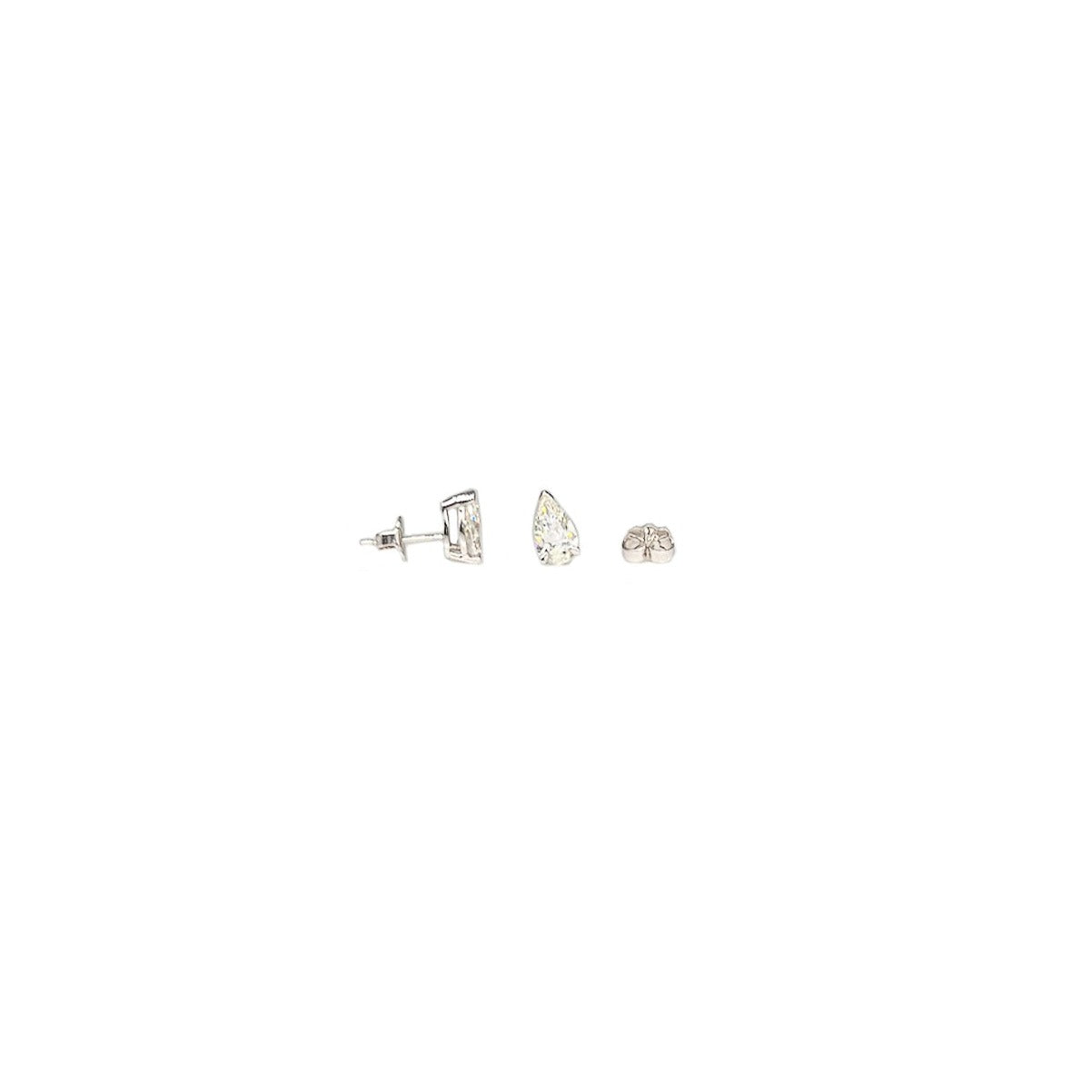 Prong-set Pear Solitaire Diamond Earrings, natural diamonds, 14K gold, view 2