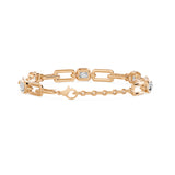 Soft Paper Clip Ashoka Cut Five Stone Bracelet, lab-grown diamonds, 14K rose gold, back view