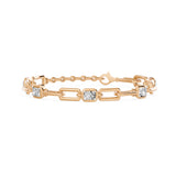 Soft Paper Clip Ashoka Cut Five Stone Bracelet, lab-grown diamonds, 14K rose gold, front view
