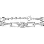 Soft Paper Clip Ashoka Cut Five Stone Bracelet, lab-grown diamonds, 14K white gold, detail view