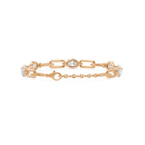 Soft Paper Clip Oval Diamond Five Stone Bracelet, lab-grown diamonds, 14K rose gold, back view