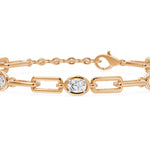 Soft Paper Clip Oval Diamond Five Stone Bracelet, lab-grown diamonds, 14K rose gold, detail view