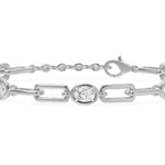 Soft Paper Clip Oval Diamond Five Stone Bracelet, lab-grown diamonds, 14K white gold, detail view