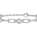 Soft Paper Clip Oval Diamond Five Stone Bracelet, lab-grown diamonds, 14K white gold, detail view