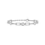 Soft Paper Clip Oval Diamond Five Stone Bracelet, lab-grown diamonds, 14K white gold, front view