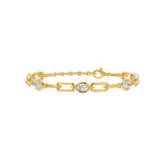 Soft Paper Clip Oval Diamond Five Stone Bracelet, lab-grown diamonds, 14K yellow gold, 2.1ct, front view