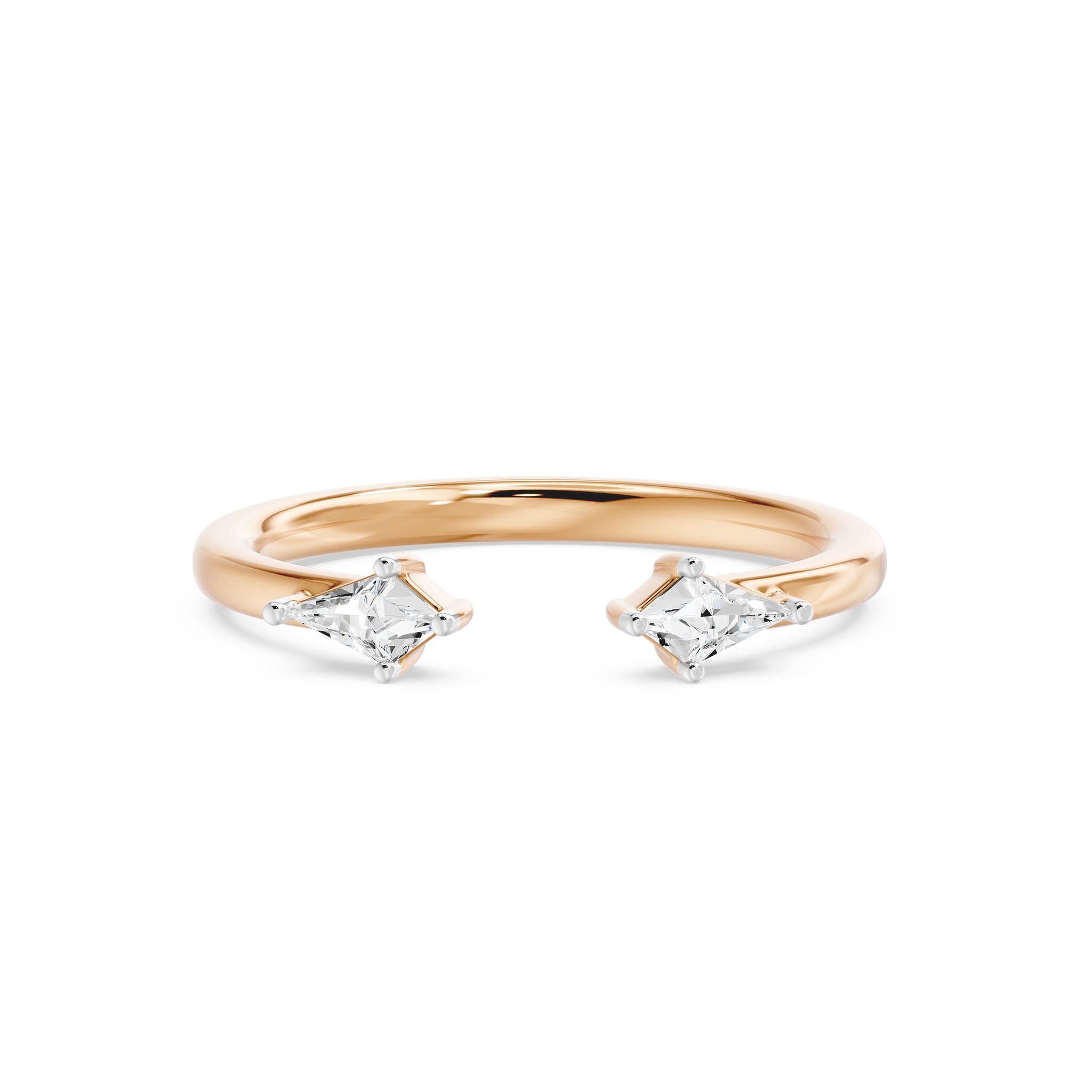 Toi Et Moi Kite Open Cuff Ring, lab-grown diamonds, 14K rose gold, angle view