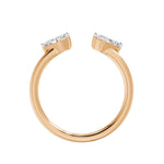 Toi Et Moi Kite Open Cuff Ring, lab-grown diamonds, 14K rose gold, front view