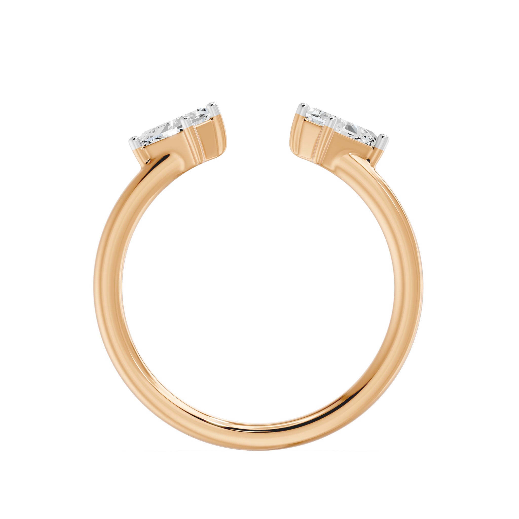 Toi Et Moi Kite Open Cuff Ring, lab-grown diamonds, 14K rose gold, front view