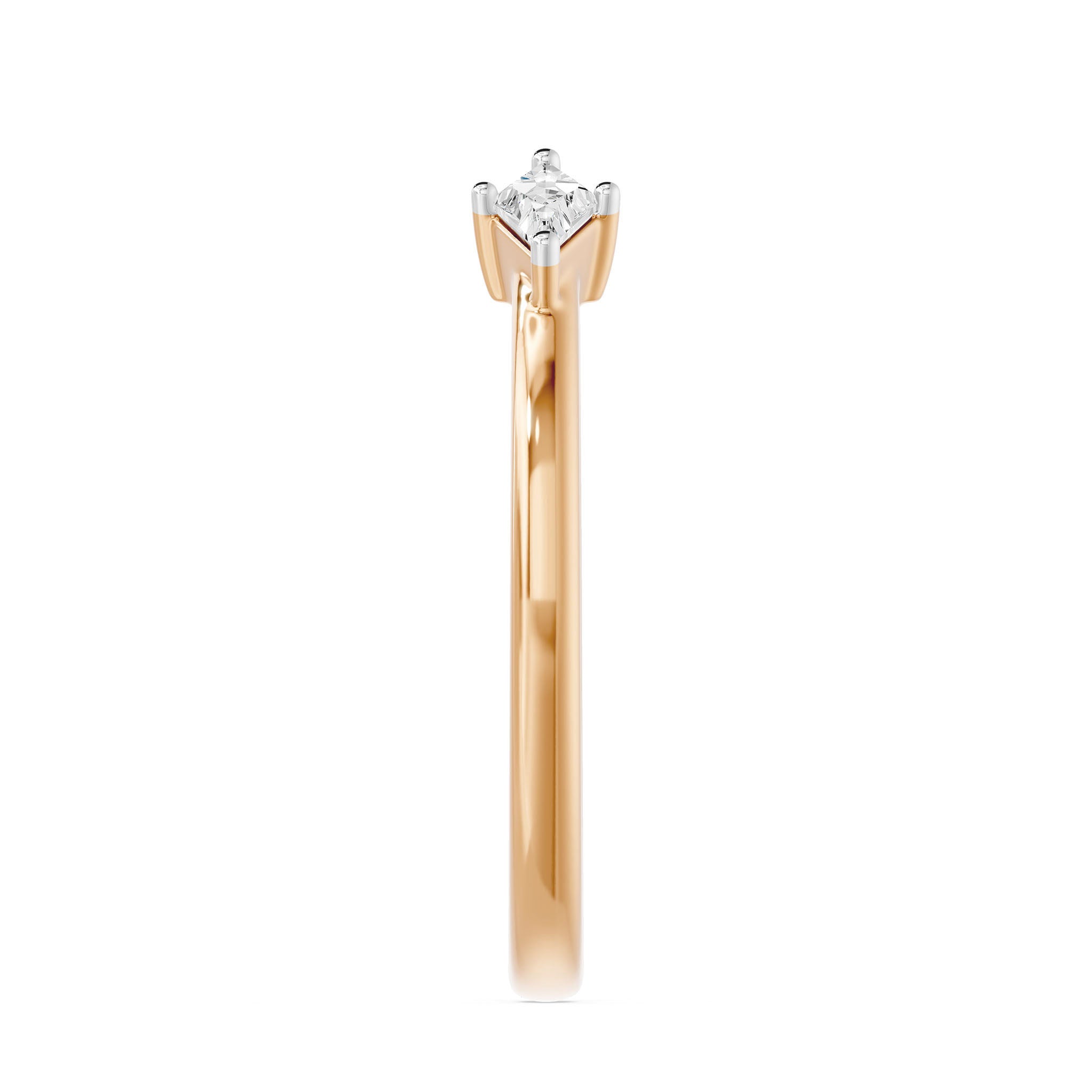 Toi Et Moi Kite Open Cuff Ring, lab-grown diamonds, 14K rose gold, side view