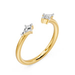 Toi Et Moi Kite Open Cuff Ring, lab-grown diamonds, 14K yellow gold, front view