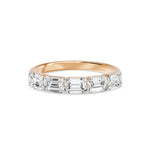 Walking Emerald Cut Five Stone Ring, lab-grown diamonds, 14K rose gold, angle view