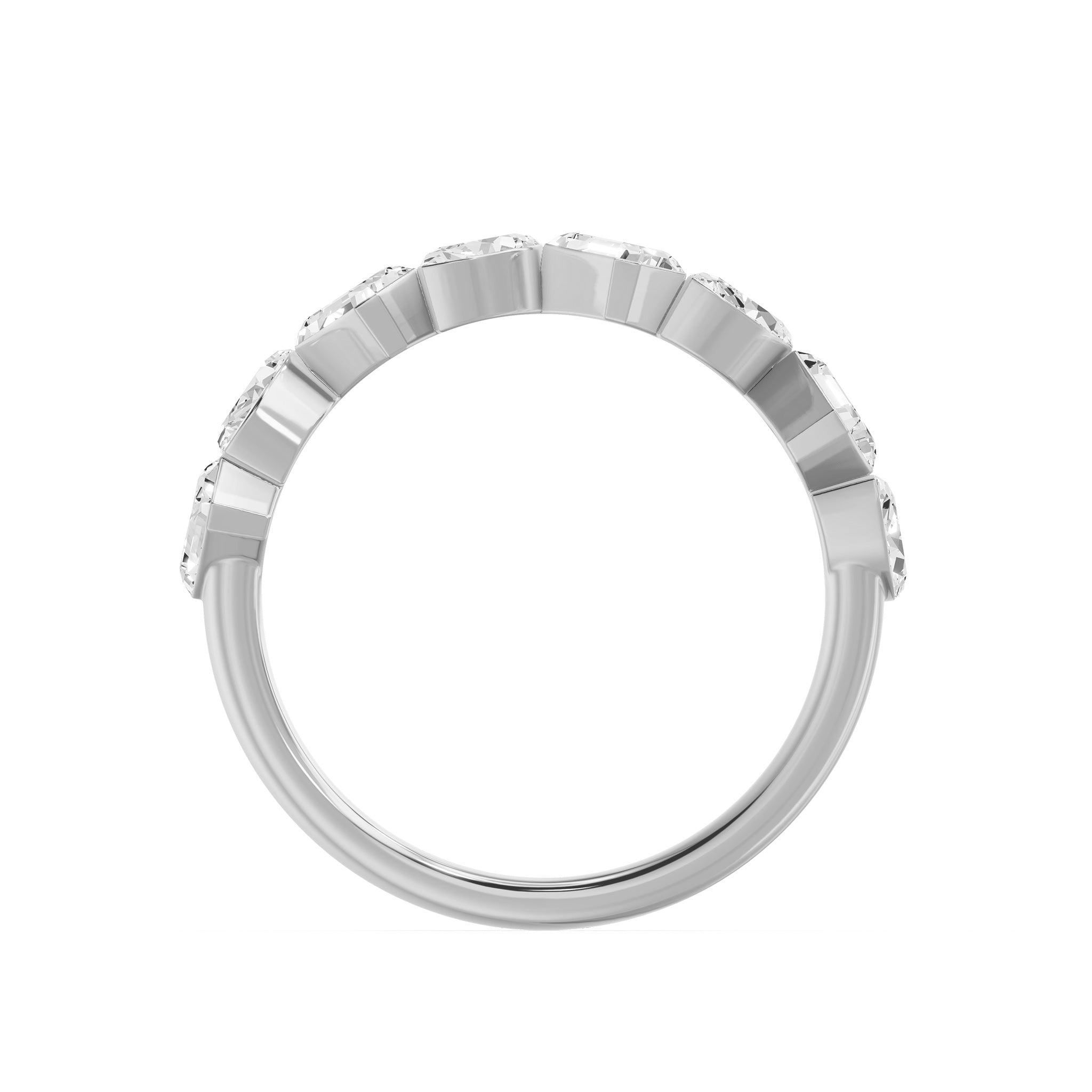 Nova Bezel Emerald & Marquise Diamond Ring, lab-grown diamonds, 14K white gold, front view