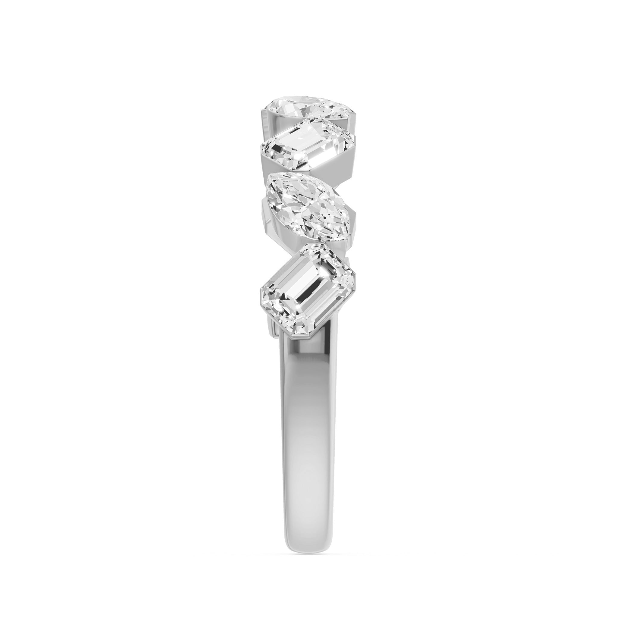 Nova Bezel Emerald & Marquise Diamond Ring, lab-grown diamonds, 14K white gold, side view