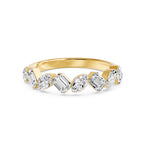 Walking Marquise Emerald & Marquise Diamond Ring, lab-grown diamonds, 14K yellow gold, angle view