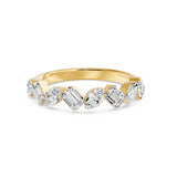 Walking Marquise Emerald & Marquise Diamond Ring, lab-grown diamonds, 14K yellow gold, angle view