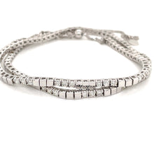 Load image into Gallery viewer, 4-prong Alternating Gold/Diamond Diamond Tennis 2-in-1 Necklace/Bracelet
