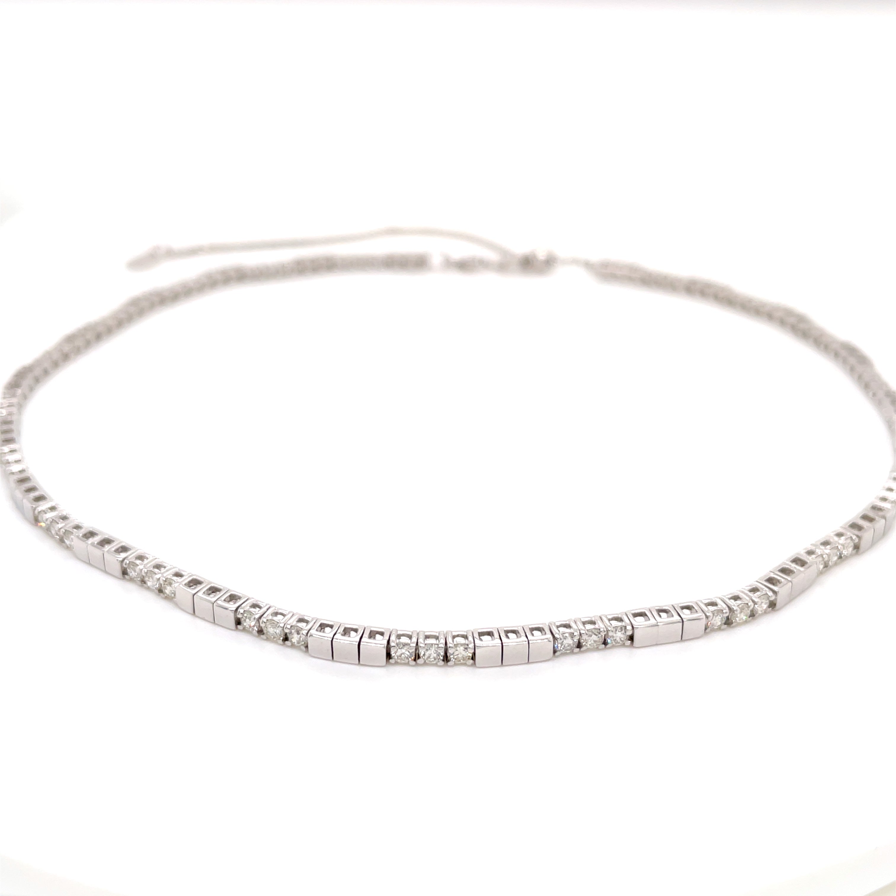 4-prong Alternating Gold/Diamond Tennis 2-in-1 Necklace/Bracelet, natural diamonds, 14K gold, view 5