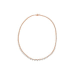 3-prong Graduated Diamond Tennis Necklace, natural diamonds, 14K rose gold