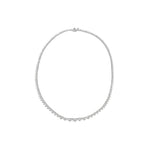 3-prong Graduated Diamond Tennis Necklace, natural diamonds, 14K white gold