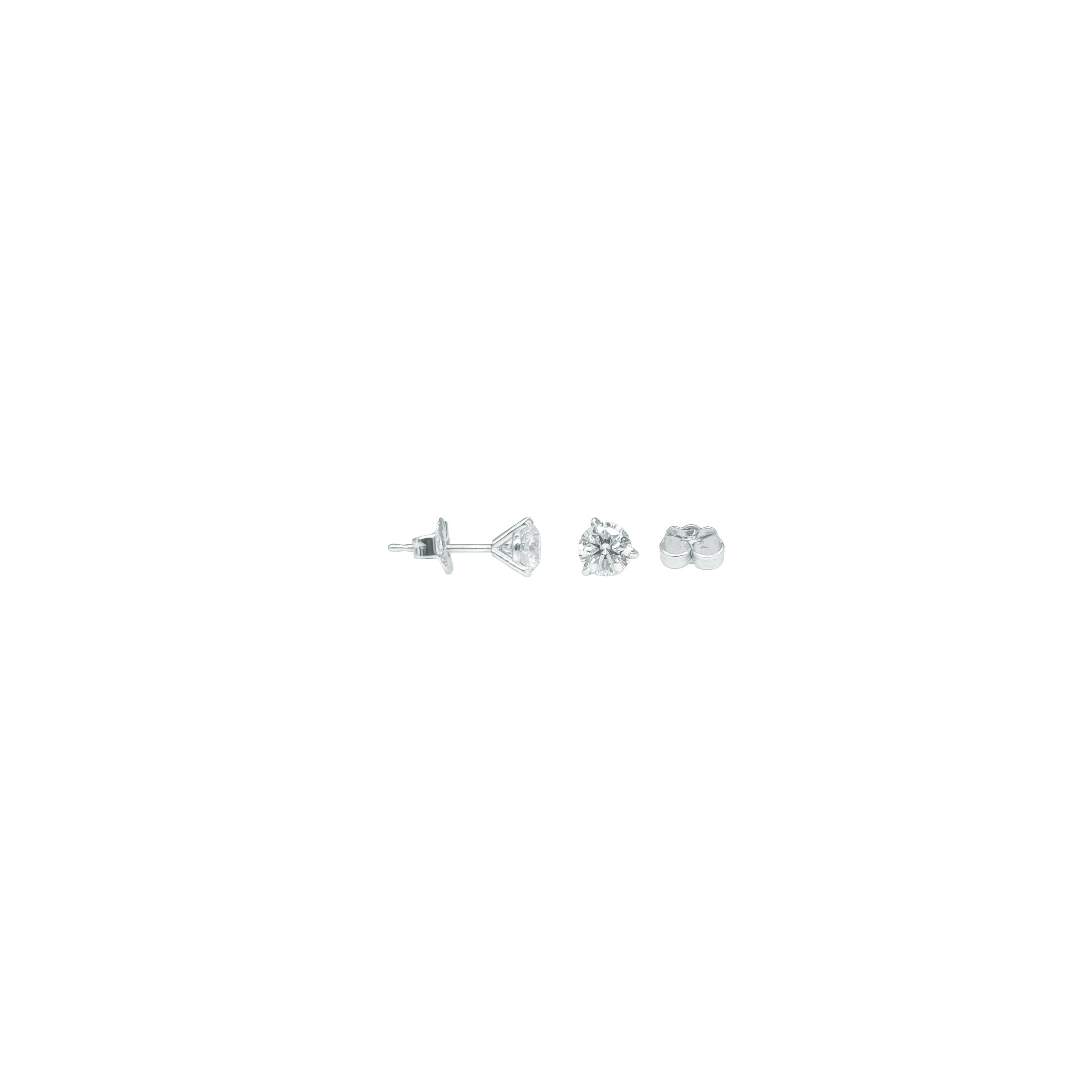 3-prong Martini Diamond Stud Earrings, natural diamonds, 14K gold, view 2