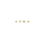 3-prong Martini Diamond Stud Earrings, natural diamonds, 14K gold, view 3