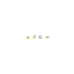 3-prong Martini Diamond Stud Earrings, natural diamonds, 14K gold, view 5