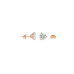 3-prong Martini Diamond Stud Earrings, natural diamonds, 14K gold, view 7