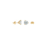 3-prong Martini Diamond Stud Earrings, natural diamonds, 14K gold, view 8