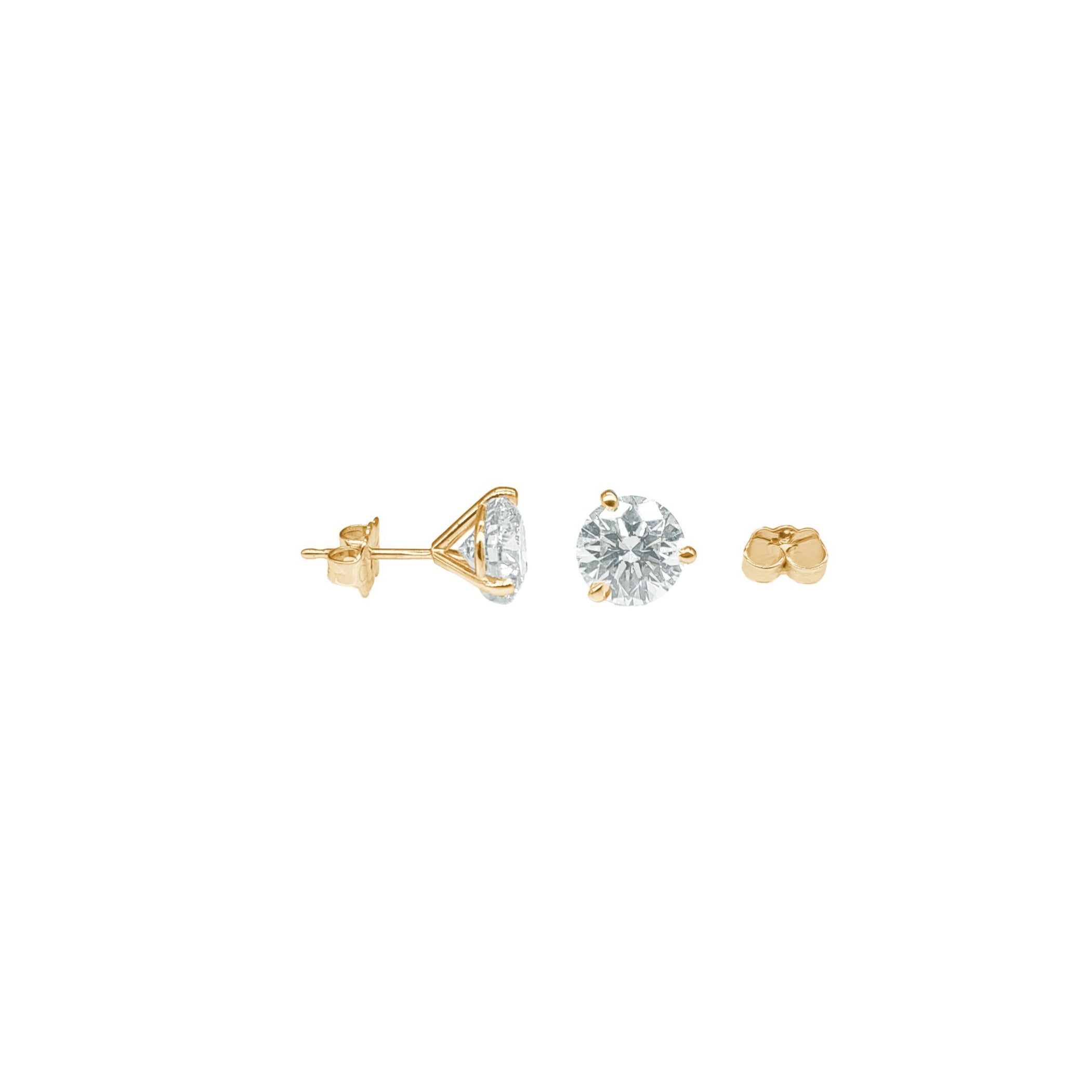 3-prong Martini Diamond Stud Earrings, natural diamonds, 14K gold, view 8