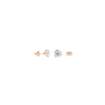 3-prong Martini Diamond Stud Earrings, natural diamonds, 14K rose gold, view 3