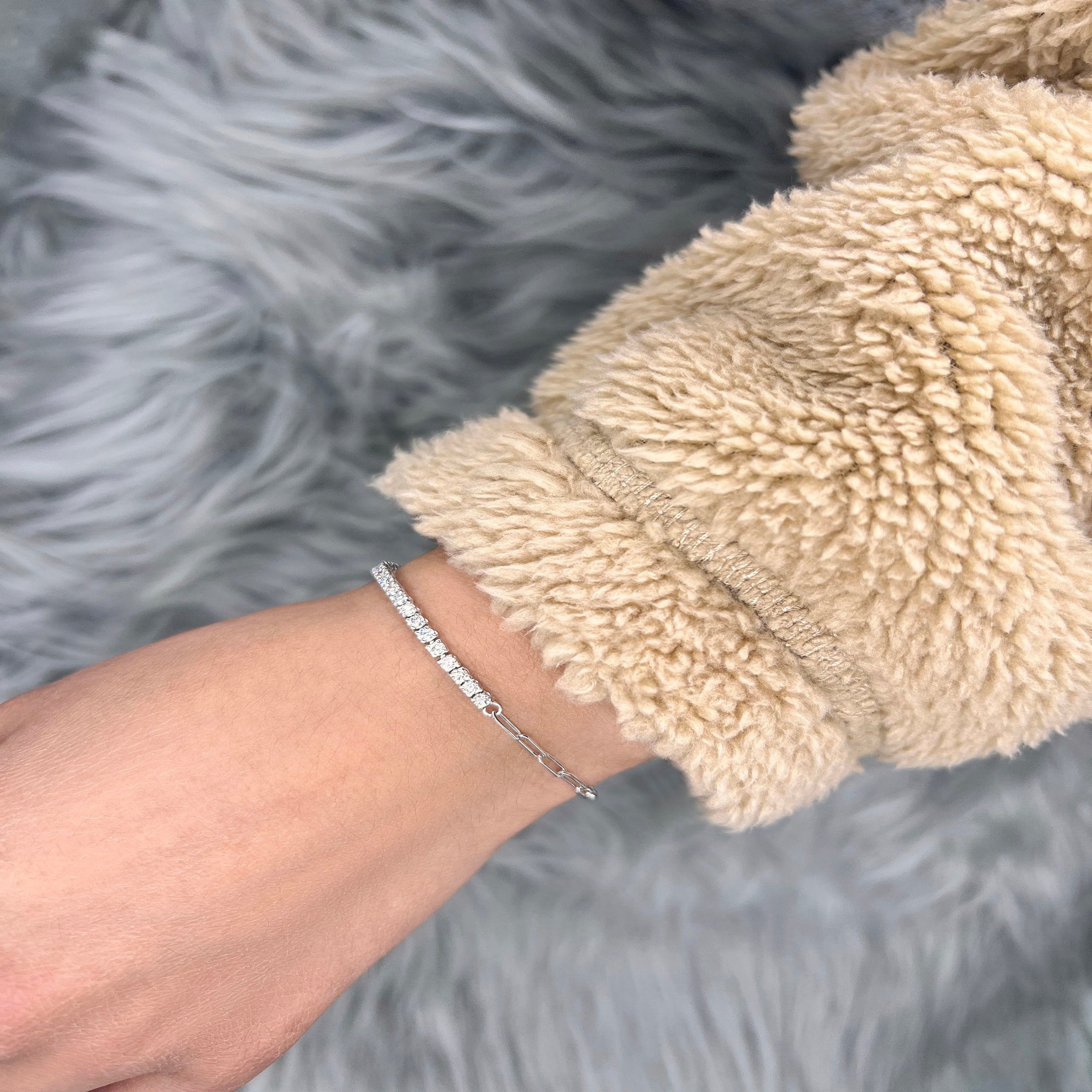 4-prong Half-way Diamond Tennis Bracelet, natural diamonds, 14K gold, view 9