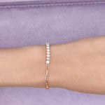 4-prong Half-way Diamond Tennis Bracelet, natural diamonds, 14K rose gold