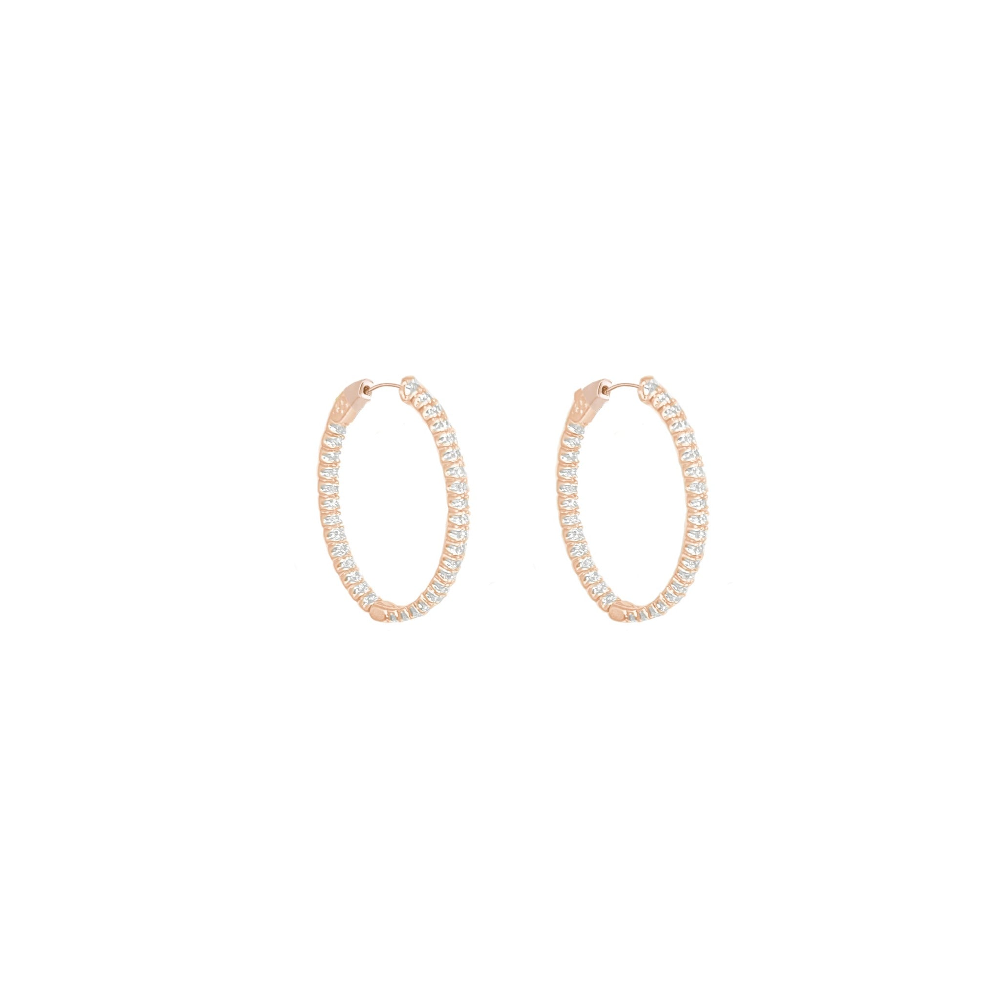4-prong Oval Profile Diamond Hoop Earrings, natural diamonds, 14K gold, view 15