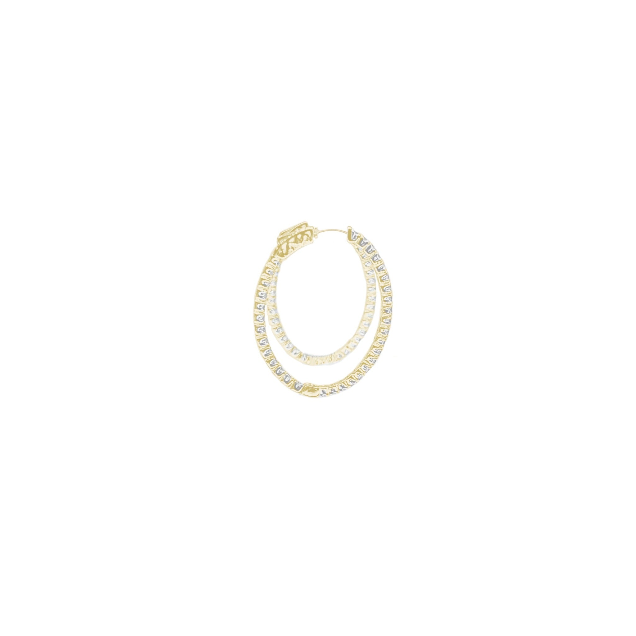4-prong Oval Profile Diamond Hoop Earrings, natural diamonds, 14K yellow gold, view 2