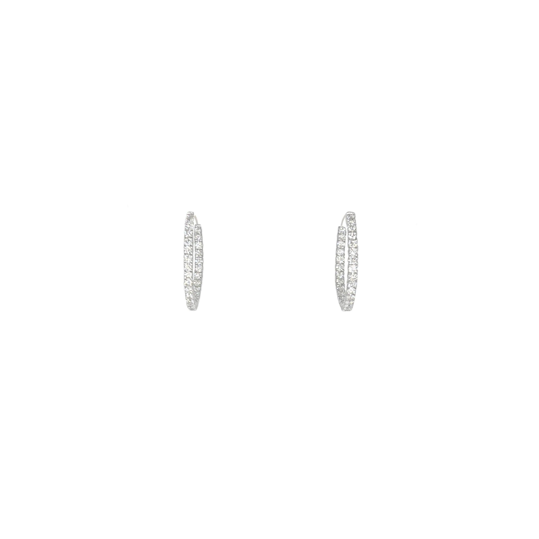 4-prong Round Profile Diamond Hoop Earrings, natural diamonds, 14K gold, view 4