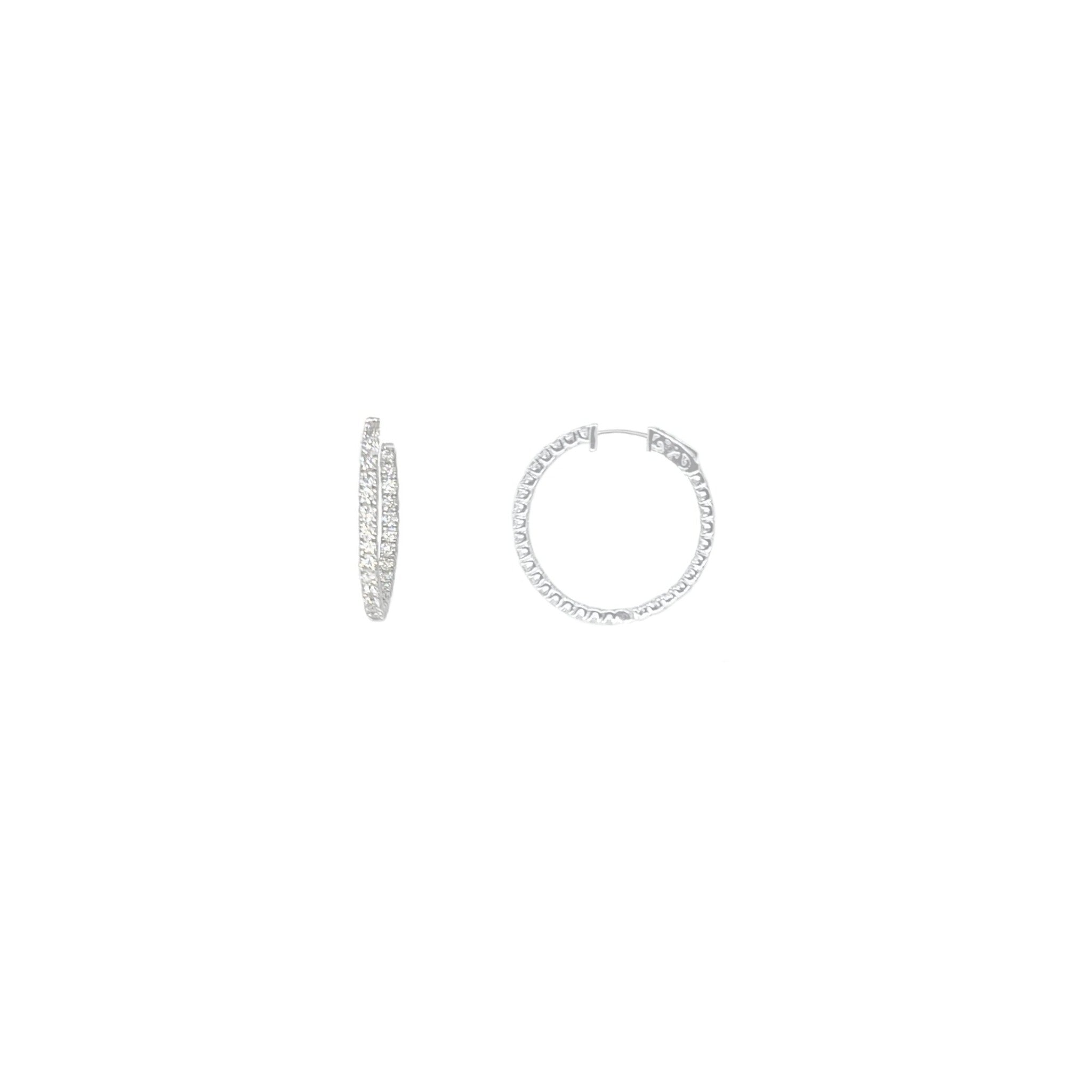 4-prong Round Profile Diamond Hoop Earrings, natural diamonds, 14K gold