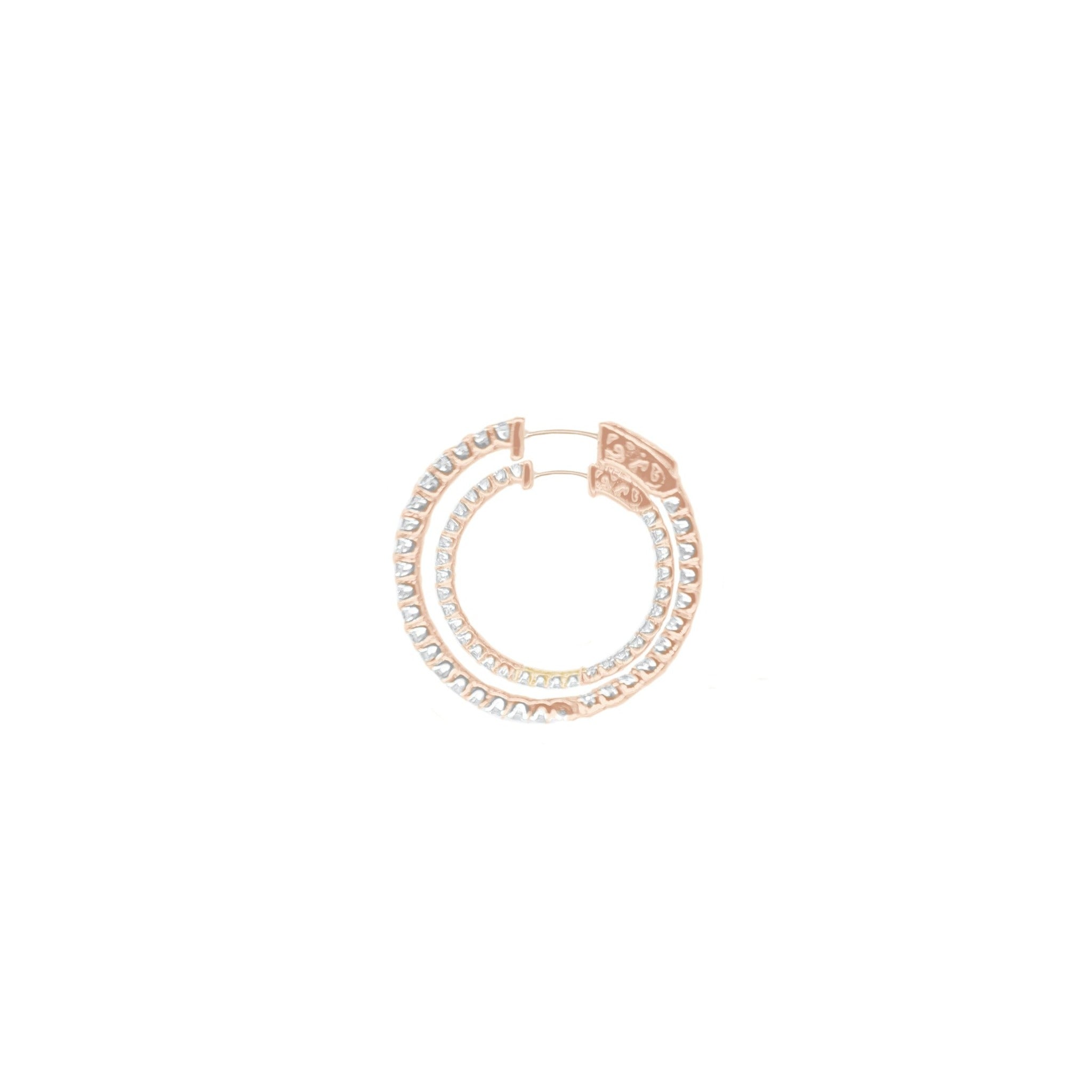4-prong Round Profile Diamond Hoop Earrings, natural diamonds, 14K rose gold