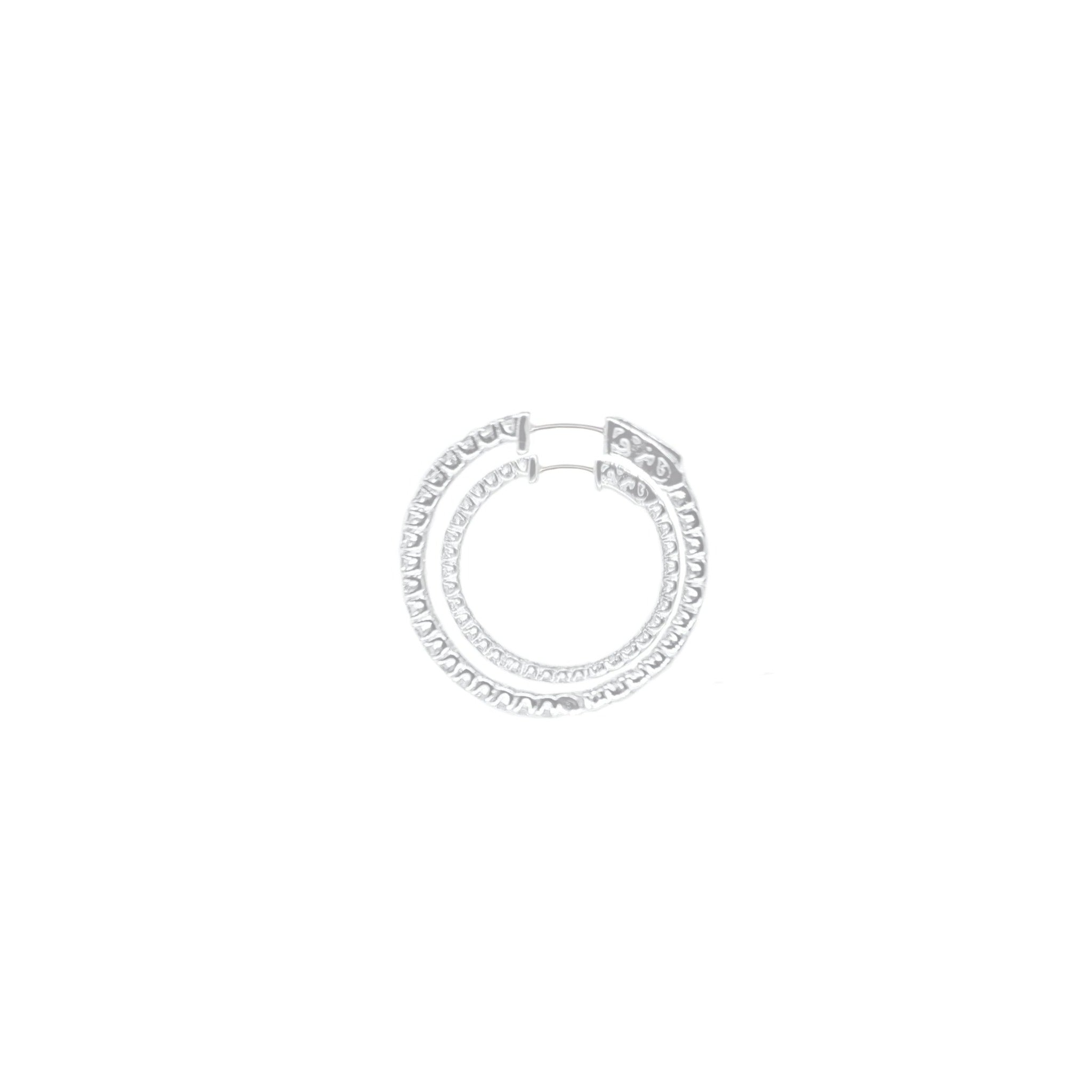 4-prong Round Profile Diamond Hoop Earrings, natural diamonds, 14K white gold
