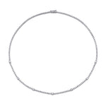 4-prong Station Diamond Tennis Necklace, natural diamonds, 14K white gold