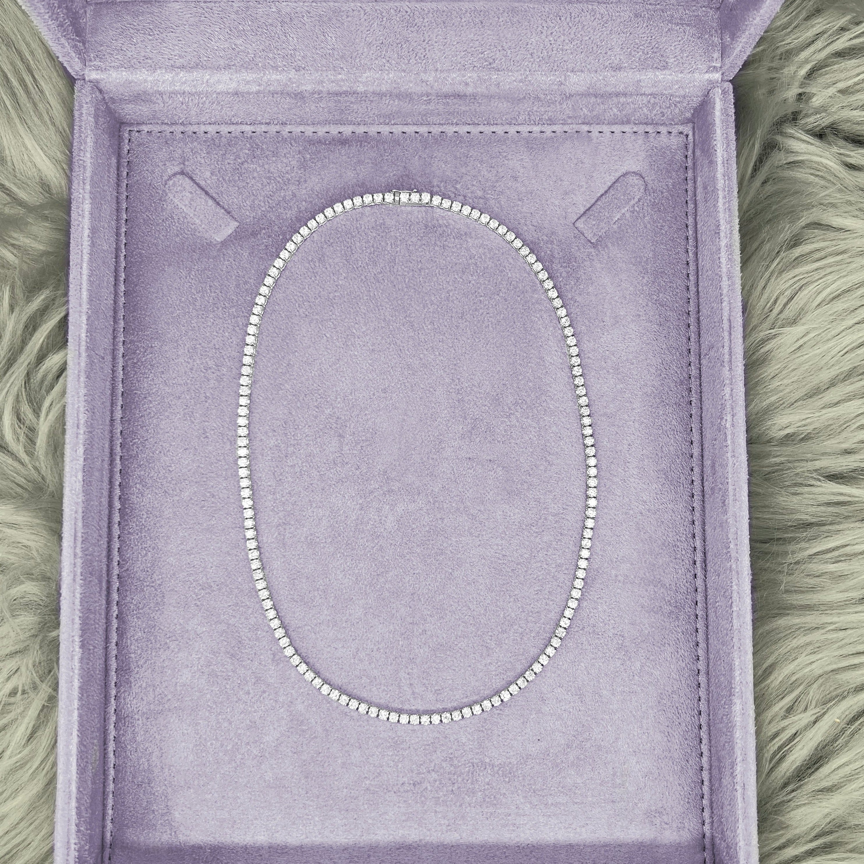 4-prong Straight-line Diamond Tennis Necklace, natural diamonds, 14K gold, view 13